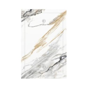 Imagem de Capa de interruptor de luz única branca cinza mármore branco placa de parede tamanho padrão placa decorativa elétrica interruptor de luz para banheiro, quarto, cozinha (plástico)