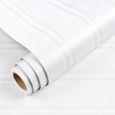 Imagem de YENHOME Papel de parede falso com contas de 43 x 39 cm, papel de parede branco cinza para quarto