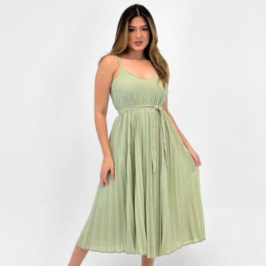 Imagem de Vestido Doce Trama Midi Plissado Feminino-Feminino