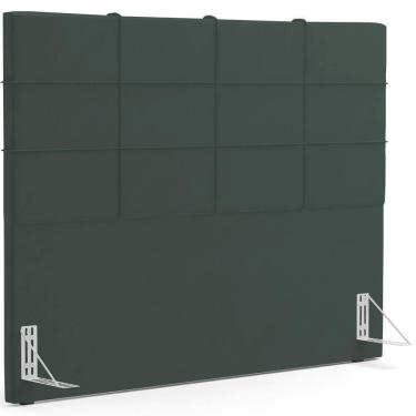 Imagem de Cabeceira Cama Box Queen 160 Cm Roma W01 Suede Verde Musgo - Lyam