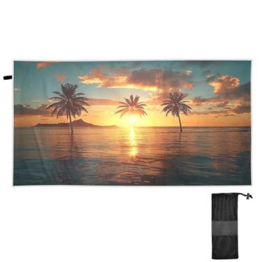 Imagem de ATTX Linda toalha de praia de palmeiras 76 x 152 cm - Cobertor de microfibra leve de secagem rápida e resistente à areia para piscina, ioga, academia e viagens | Esportes de banho de natação multiuso