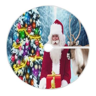 Imagem de SEHANY Saia para árvore de Natal, 91 cm, Papai Noel, vermelha, decoração de árvore de Natal, tapetes para decoração de festa de Natal em casa
