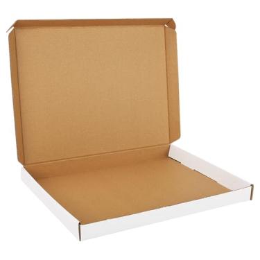 Imagem de HORLIMER Conjunto de 1 caixas de envio de 30,5 x 23 x 2,5 cm, caixa de papelão ondulado branca