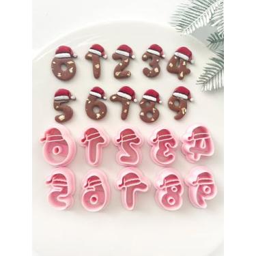 Imagem de Cortadores de argila de polímero de Natal, cortadores de brinco de inverno para joias de argila, kits de fabricação de brincos de Natal de 10 formas, número, chapéu