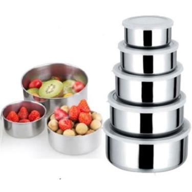 Imagem de Conjunto Tigelas Redondas Inox 5 Peças c/ Tampa - DCXAM