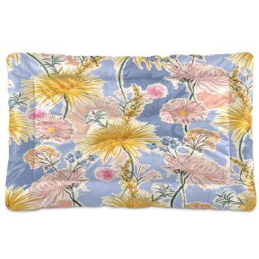 Imagem de SEHANY Cama para cães e gatos com flores silvestres coloridas com fundo antiderrapante, cama de canil, colchão macio para animais de estimação, lavável para cães pequenos, médios e grandes, gatos, 91