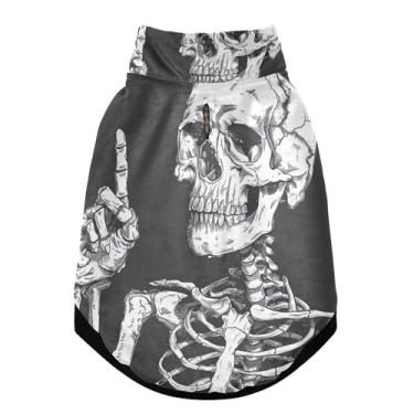 Imagem de SEHANY Casaco de cachorro com tatuagem de caveira para cães pequenos, superquente à prova de vento, jaqueta de inverno macia e aconchegante para clima de neve fria com coleira para animais de