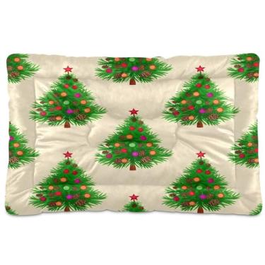 Imagem de SEHANY Cama de árvore de Natal em aquarela para cães e gatos com fundo antiderrapante, caixa de canil, colchão macio para animais de estimação, lavável para cães pequenos, médios e grandes, gatos, 61