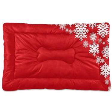 Imagem de SEHANY Cama de Natal com flocos de neve para cães e gatos com fundo antiderrapante, cama de canil, colchão macio para animais de estimação, lavável para cães pequenos, médios e grandes, gatos, 61 x 45