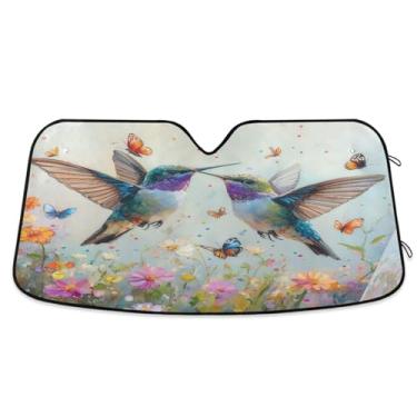 Imagem de ATTX Para-brisa de carro beija-flores silvestres 144.8 cm x 80.0 cm Protetor solar universal com proteção UV, persiana de janela frontal automática dobrável para Sedans SUVs caminhões #236