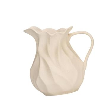 Imagem de BLWOTMOR Vaso de Cerâmica para Flores, Jarro de Barro com Alça, Ornamento Floral Rústico, Versátil, Portátil, Adequado para Decoração de Sala de Estar, L