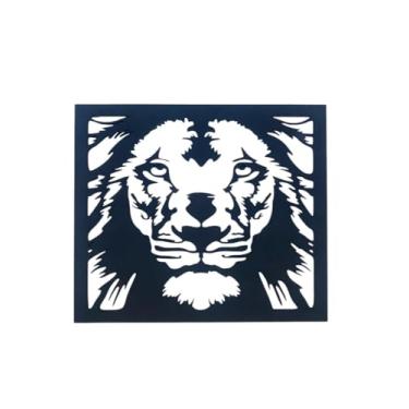 Imagem de Quadro Decorativo Leão em MDF 3mm, Preto, 22x19cm, Arte em Recorte para Parede, Decoração Sala e Quarto