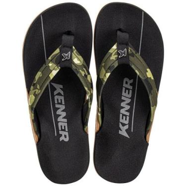 Imagem de Chinelo masculino nk6 army kenner elh, Preto, Verde, 42