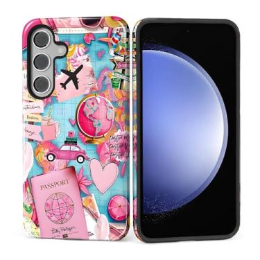 Imagem de DAIZAG Capa para Samsung Galaxy S24 FE, linda capa de telefone para meninas e mulheres, capa protetora resistente a arranhões à prova de choque - colagem de mapa do mundo de viagens de férias