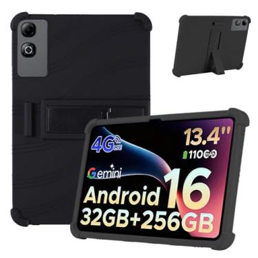 Imagem de Capa para tablet DOOGEE Tab G6 Max de 13,4 polegadas – Capa protetora de silicone à prova de choque com suporte, estilo comercial resistente a quedas (preto)
