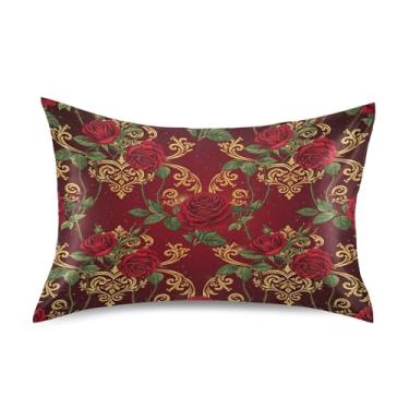 Imagem de SEHANY Capas de almofada de seda para cabelo e pele para o Dia dos Namorados, capas de almofada de cetim respiráveis macias e refrescantes com fecho de envelope, tamanho king (50,8 x 101,6 cm)