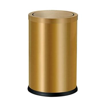 Imagem de Lixeira de cozinha de aço inoxidável 9L com tampa giratória, acabamento dourado, lixeira elegante para casa, banheiro, vaso sanitário, pequeno recipiente de lixo para sala de estar (dourado exclusivo
