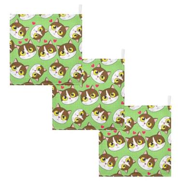 Imagem de Qilmy Pacote com 5 panos de musselina de gato marrom e branco fofos de desenho animado, toalhas de banho superabsorventes de algodão para bebês meninas e meninos, toalhas de banho para bebês de 4
