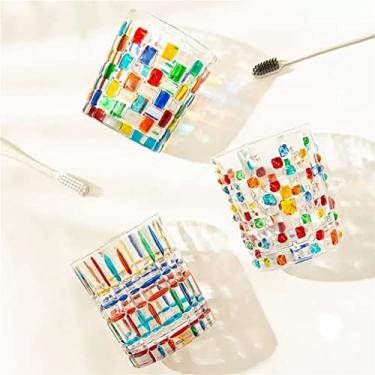 Imagem de YYBOES 3 copos coloridos para enxaguante bucal copo de escovação para casa par de copos de escova de dentes de vidro