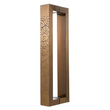 Imagem de Maçaneta de porta dupla face de aço inoxidável, puxadores de portão para portas interiores exteriores de vidro temperado de madeira com esculpida requintadamente (cobre # 1 comprimento 42,5 cm (16,7