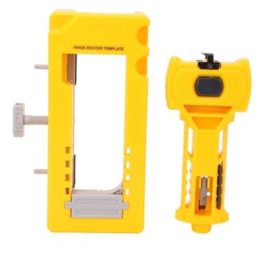 Imagem de Fabater Kit de Trava de Encaixe para Dobradiça de Porta Amarela Portátil e Fácil de Usar Com Configurações Ajustáveis ​​para Vários Comprimentos e Espessuras de Dobradiça Raio de 1/4 pol. e 5/8 pol.