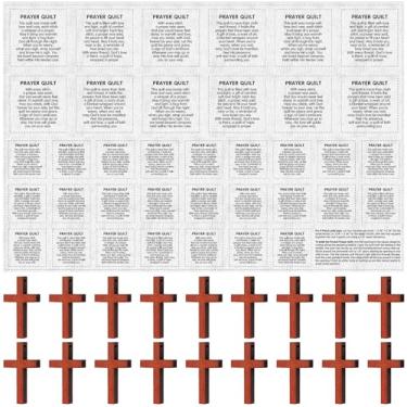 Imagem de Painel de colcha de oração de bolso, quadrados com pequenas cruzes de madeira, mini escritura, faça você mesmo, colcha de oração de bolso para amigos, família, presente espiritual, presente de Natal