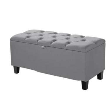 Imagem de Estofado Minimalista Moderno Calçadeira Sapateira Sala Quarto Armazenamento Bau Solteiro puff bau para quarto(Cinza Claro)