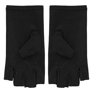 Imagem de Luqeeg Luvas Profissionais de Fibra de Algodão para Arte Em Unhas, Leve, Meio Dedo, Gel, Manicure, para Lâmpada de Unhas, Caminhadas, Direção, 1 par (Preto)