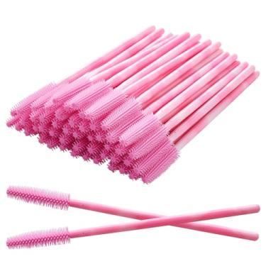 Imagem de Pincel de silicone para cílios e aplicador de varinhas, pincel de sobrancelha ultramacio, kit de ferramentas de maquiagem a granel (rosa, 50)
