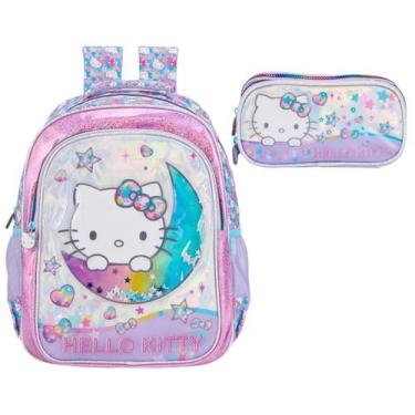 Imagem de Kit Escolar Infantil Mochila Hello Kitty E Estojo 16 Litros - Xeryus