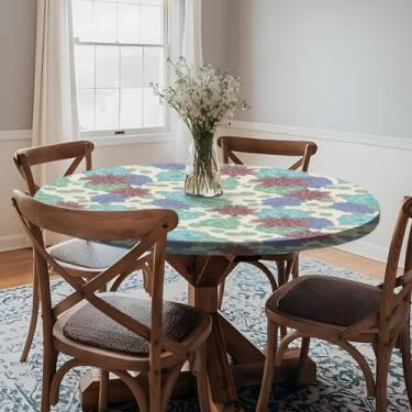 Imagem de opstellen Toalha de mesa redonda ajustada à prova de intempéries, capa de poliéster resistente, para ambientes internos e externos, para mesas de 101,6 a 111,8 cm, atividades externas, festas