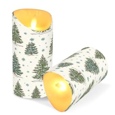 Imagem de ATTX Pacote com 2 velas de árvore de Natal sem chama – 7,6 cm x 9,9 cm de LED com controle remoto e temporizador para casa, casamento, decoração de acampamento #44