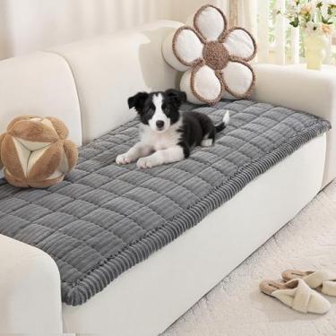 Imagem de Royhom Capa de sofá para cães, lavável, felpuda, para sofá com 2 almofadas, protetor de sofá macio e espesso para animais de estimação, tapete de cachorro para sofás e sofás (cinza, 70 x 159 cm)