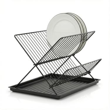 Imagem de Escorredor De Louça Dobrável Preto Flat Secador Grade 21 Pratos Articulado Secador Westing