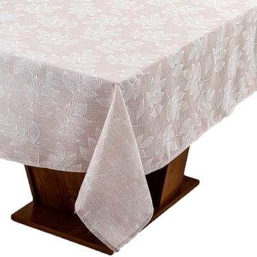 Imagem de Toalha De Mesa Retangular Jacquard Bordado Impermeável 180x350cm Natural