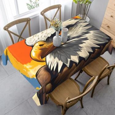 Imagem de ZTPOWQA Toalha de mesa de jantar com estampa de águia voadora, 89 x 139 cm, retangular, impermeável, reutilizável, festa de jantar