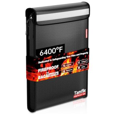 Imagem de Bolsa de documentos à prova de fogo de 3537 °C com zíper, bolsa de dinheiro à prova d'água de 38 cm x 28 cm, à prova de fogo, com 2 bolsos, organizador de documentos importantes para A4 A5, tamanho