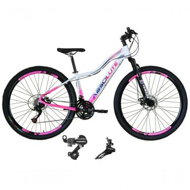 Imagem de Bicicleta Aro 29 Absolute Hera Feminina 21v Cambios Shimano Freio A Disco Mtb Alumínio branco-rosa Tam: 17