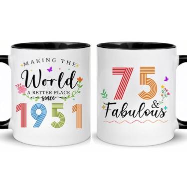 Imagem de Choinn 1951 Presentes de aniversário de 75 anos para mulheres e homens, presente de aniversário de 75 anos, caneca de café para mãe, pai, avó, vovô, ideias de presentes de aniversário de 75 anos, Dia