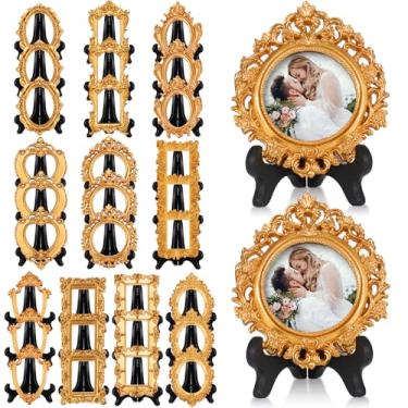 Imagem de Tatuo 60 mini porta-retratos e expositores, moldura vintage de resina, suporte de resina para casa, escritório, quarto, sala de estar, decoração de casamento (ouro)
