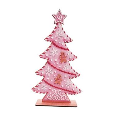 Imagem de Fiocias Árvore de Natal de Madeira, Decoração de Mesa, Suporte de Mesa, Enfeite de Natal, Ornamento de árvore de Natal Feito de Madeira com Detalhes Artesanai, Rosa, Tamanho real