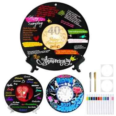 Imagem de CSCHENGO 3 peças de discos de vinil em branco 30,5 cm decorações de aniversário de 40 anos Doodle on Fake Records for Wall Estética Party Favor Sign Poster, Livro de Visitas Grande