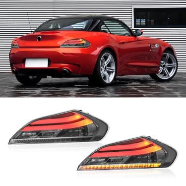 Imagem de JOLUNG Luzes traseiras compatíveis com Z4 E89 2009-2016, sequencial de seta de montagem de luzes traseiras, luzes traseiras de animação dinâmica 3D, 1 par vermelho