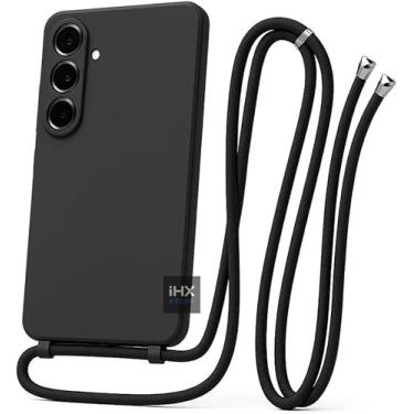 Imagem de Capa Case Capinha Para Samsung Galaxy A26 5G Silicone Com Cordão Alça De Pescoço Ajustável Veludo Premium (PRETO)