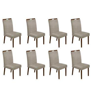 Imagem de Kit 8 Cadeiras De Jantar Madeira Maciça Em Linho Heloísa Mel Bege Linho