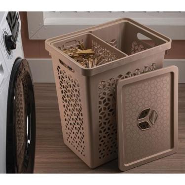 Imagem de Cesto Organizador para Roupas Sujas e Limpas Tampa 55 Litros e Cesto I