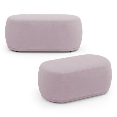 Imagem de Kit 02 Puffs Decorativos Orgânicos Molly 02 Lugares Bouclê Rosé - Desk Design