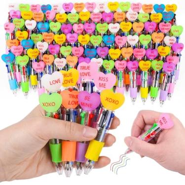 Imagem de LiYiQ 100 canetas coloridas multicoloridas para conversação do Dia dos Namorados em um desenho animado, fofa, divertida, 4 em 1, canetas esferográficas __PLACEHOLDER_BRAND_0__ granel Kawaii Be Mine