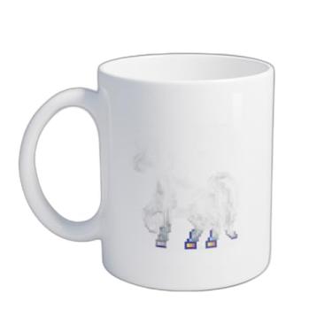 Imagem de Caneca Xícara de Café Porcelana 300ml Com Unicórnio Arte Pixel Retro Colorido