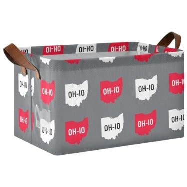 Imagem de State OH IO Cestas organizadoras dobráveis cinza para armazenamento de armário, cesta para brinquedos de cachorro para armazenamento e organização de trailers, 17 x 29 x 25 cm, 1 pacote